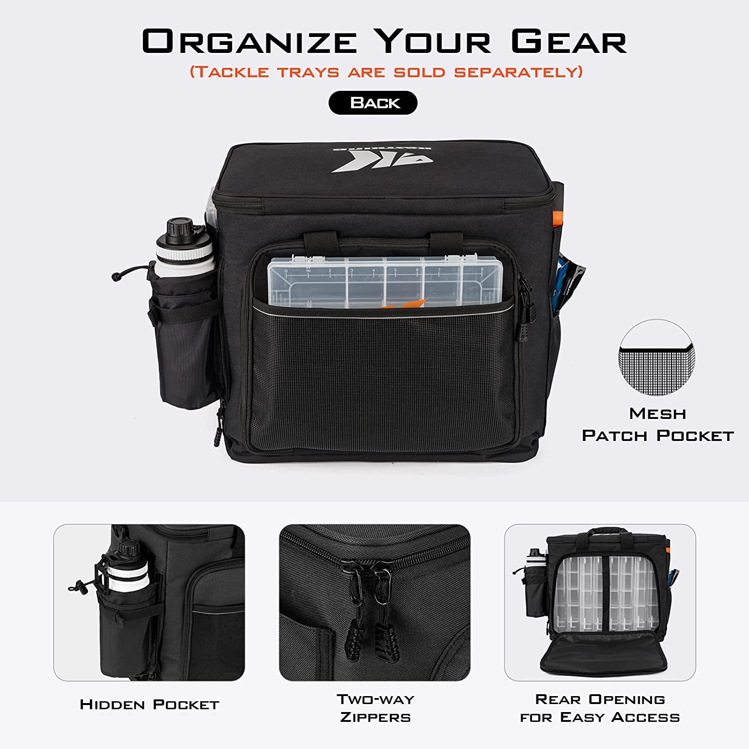 KastKing Fishing Tackle Bags,Water Resistant Material - Fishing Gear Storage - Karryall Large Black