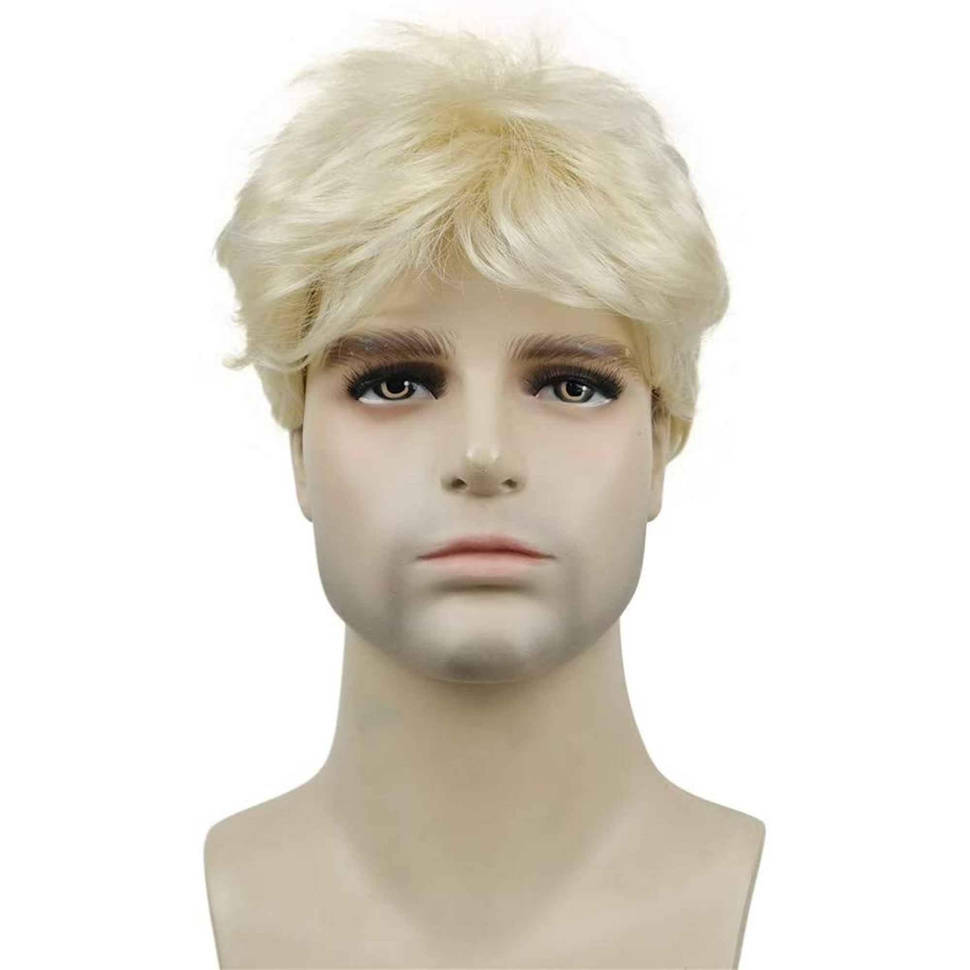 Short Straight Synthetic Hair Full Wigs with Bangs for Men Pale Blonde |  Walmart Canada