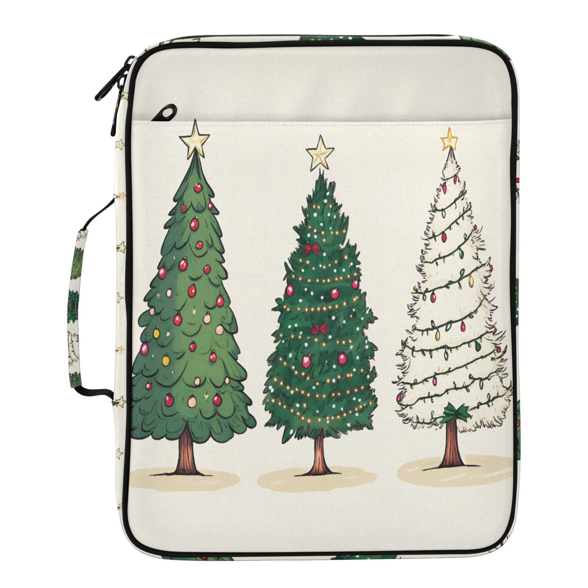 FORMRS Accordion File Folder A4 Size 7-Pocket Expanding Document Organizer Bag with 3 Ring Binder, Hand Drawn Christmas Stars