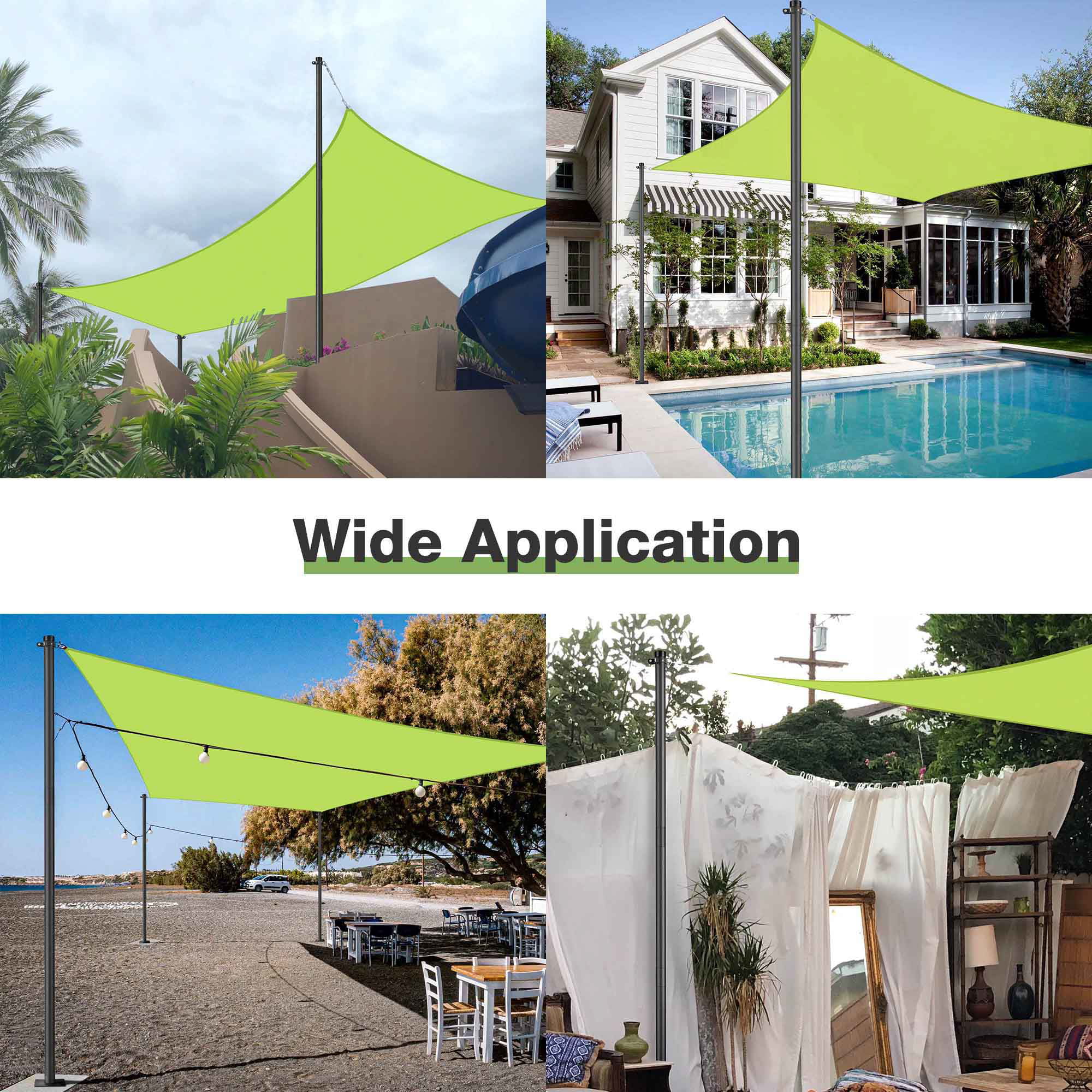 LAGarden 13'x19' Rectangle Sun shade sail & pole kit (10ft) Apple Green 97%  UV Block Outdoor Patio Pool Garden Yard Lawn