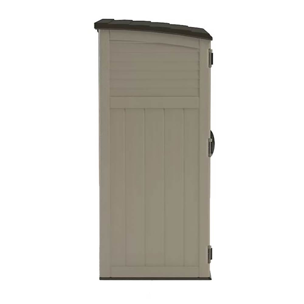 Suncast Large Vertical Shed for Storing Oudoor Tools, & Equipment, Sand