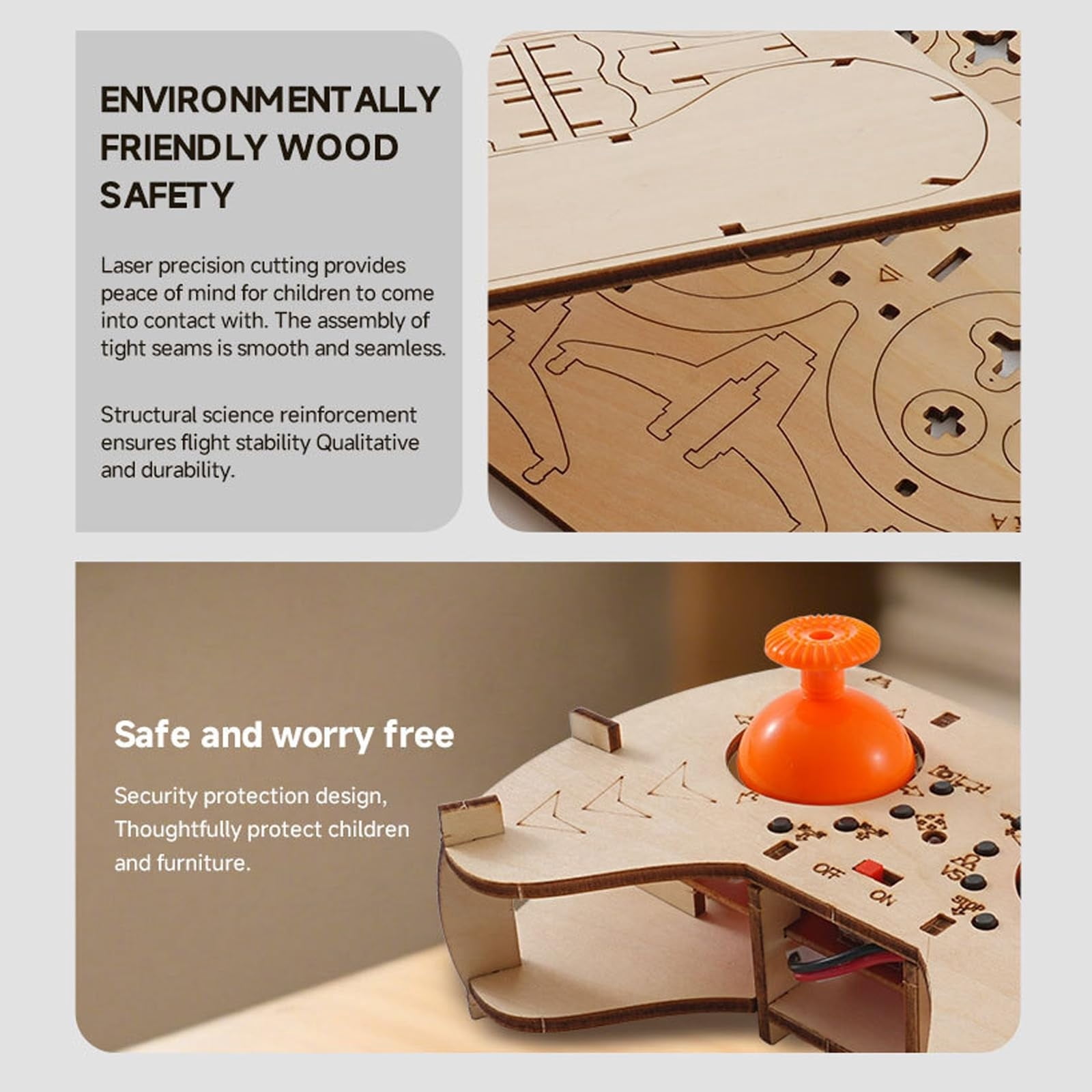 Diy Wooden Quadcopter Rc Drone Kit, 4-Axis Stable Flight, Learning Stem Toy For All Ages & S