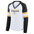 thumbnail image 2 of Women's Fanatics White Pittsburgh Steelers Plus Size Redzone Lace Up Long Sleeve T-Shirt, 2 of 3