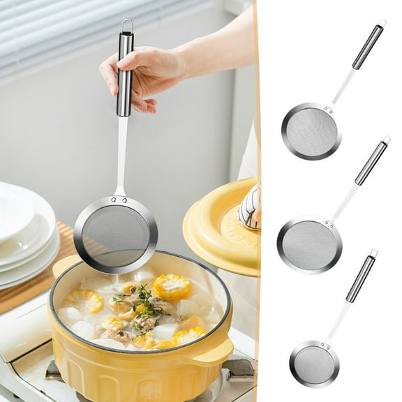 Fine Mesh Stainless Steel Colander, Extra Fine Mesh Strainer, Oil Filter Spoon, Durable Handle Sieve Design, Kitchen Use, Skimming Grease & Foam, Food Preparation Tools, Cooking UKHBMC