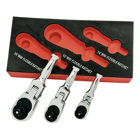 3PCS for Flex-Head Ratchet Wrench 1/4 3/8 1/2 Drive Flexible 72-Tooth Quick-Release