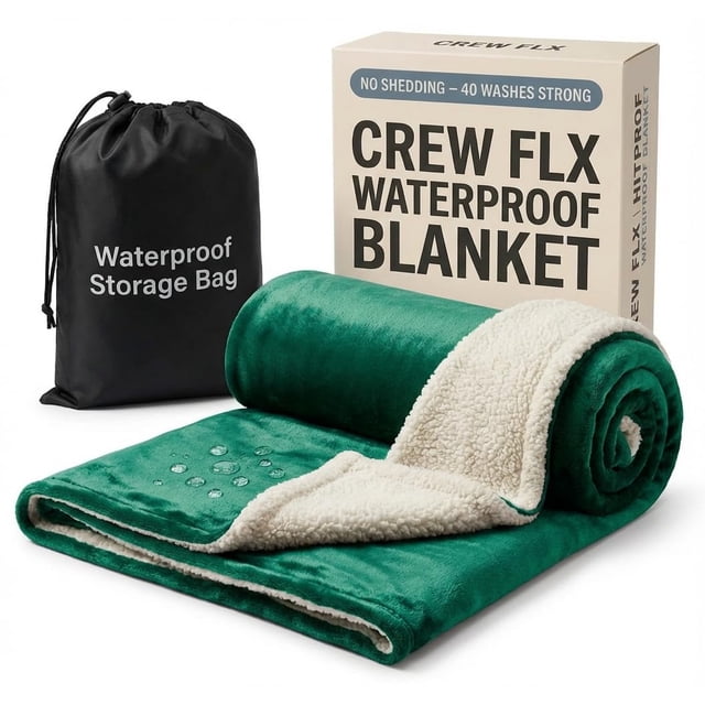 Manta impermeable CREW FLX para cama íntima de 40 x 60 cm, color verde