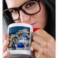 thumbnail image 2 of 3drose, City Buildings Over Looking the Aegean Sea, Oia, Santorini, Greece, 11oz Two-tone Red Mug, 2 of 6