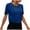 Summer Tops Blue, variant on Womens Hollow Cropped T-Shirts, Short Sleeve Shirts for Women Casual Sports Quick Dry Solid Color Crewneck Athletic Workout Tops