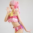thumbnail image 4 of Women Cute Two Piece Swimsuits Halter Pink Strawberry Bathing Suit Lace-up Swimwear, 4 of 5