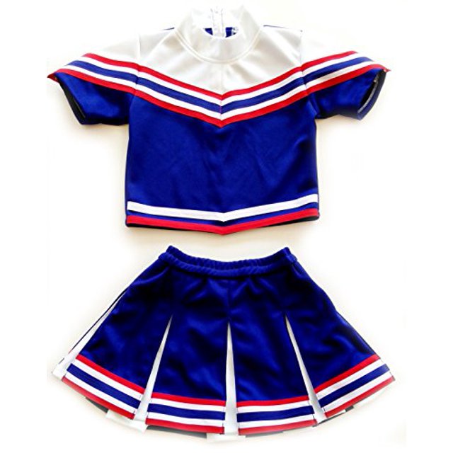 Tenue de Cheerleader pour Filles Uniforme Costume Cosplay Manches Bleu/blanc/rouge (S / 2-5)
