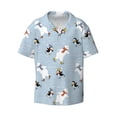 thumbnail image 2 of Lsque Skiing penguin Bear print Men's Cuban Collar Short Sleeve Shirt Summer Beachwear Casual Button Down Fashionable Vacation Leisure Shirt-XX-Large, 2 of 7
