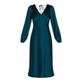 thumbnail image 3 of Nine.Eight Women’s and Women's Plus V-Neck Satin Midi Dress with Long Sleeves, Sizes XS-4X, 3 of 4