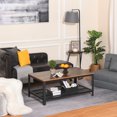 thumbnail image 2 of HOMCOM Industrial Coffee Table with Storage Shelf, Center Table with Metal Frame for Living Room, Rustic Brown, 2 of 10