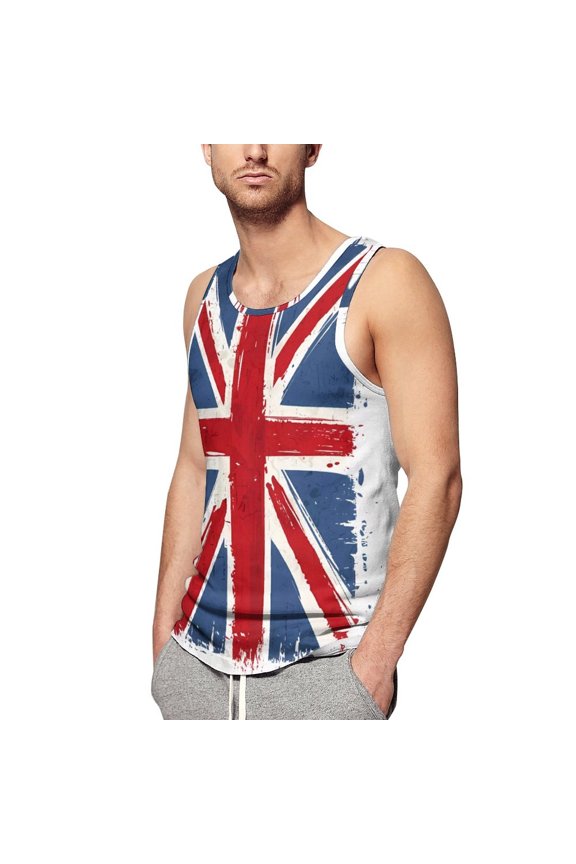 Mens Tank Top Undershirt Men's Summer British Flag Digital 3D Printed Sleeveless Tank Top Casual Vest Navy XXXL