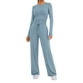 thumbnail image 5 of felwors Sweatsuits Women 2 Piece Outfit Fall Airport Lounge Sweat Sets With Wide Leg Pants Track Fashion Suits 2025 Sky Blue, XXL, 5 of 6