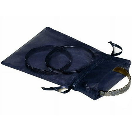 Navy Organza Bags 5x7" With Satin Drawstrings (10 Pack )