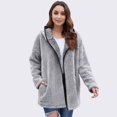 thumbnail image 4 of longantii Fleece Jackets for Women Hooded Full Zip Sherpa Cardigan Fuzzy Plush Outerwear Long Sleeve Mid-Length Coat with Pockets Trendy Warm Cozy Fall Winter Outfits, 4 of 4