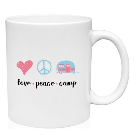 

Coffee Mug Love Peace Camping White Cup Funny Gift