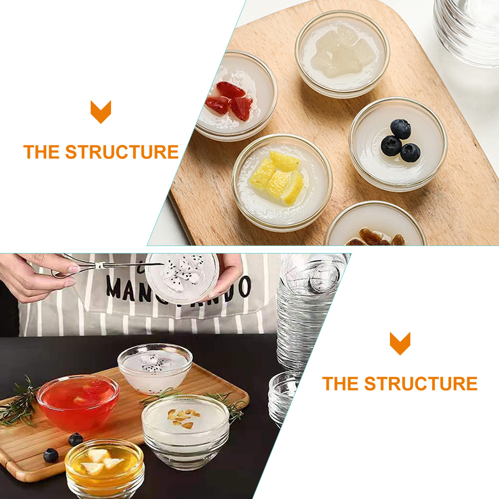 PBPBOX Transparent Glass Dessert Bowls for Home Easy to Clean and Perfect for Salads Desserts Fruits 10Pcs