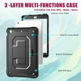 thumbnail image 4 of Dteck Rugged Heavy Duty Protective iPad MINI 1/2/3 Case, 3 Layer Kicktand Shoulder Strap Shockproof Cover With Pencil Holder Front Screen Protector, black, 4 of 8