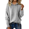 thumbnail image 3 of Suéteres de mezcla de Cachemira for mujer, sudaderas con capucha de lana suave con cuello redondo, jersey de punto acogedor con cordón for Otoño e Invierno 2026, 3 of 4