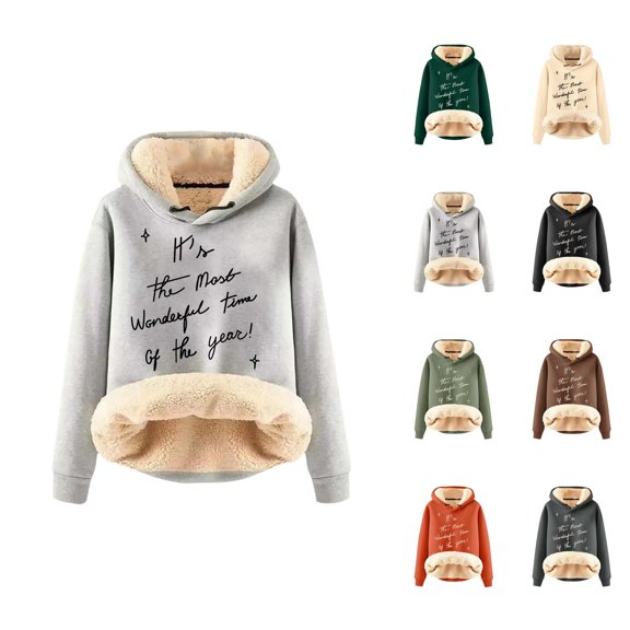 It's The Most Wonderful Time Of The Year Hoodies for Women Heavyweight Christmas Hooded Sweatshirt Pullover Tops