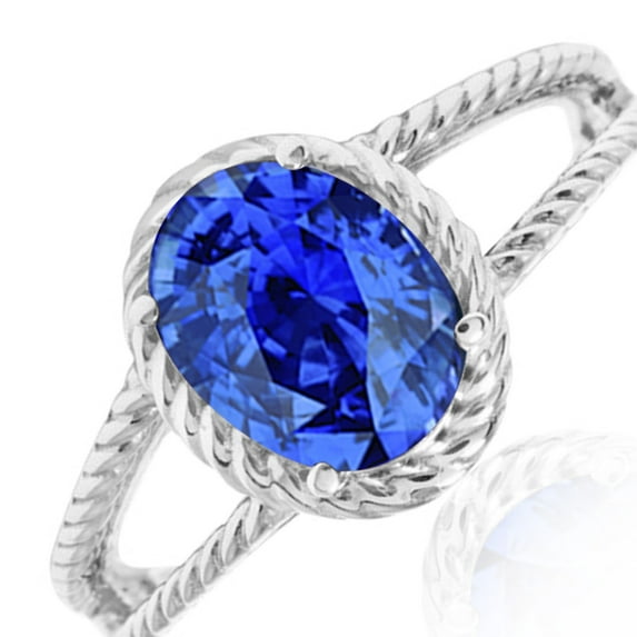 AoneJewelry 1.25 Carat Created Tanzanite Oval Shape Ring In 10K Solid Rose, White & Yellow Gold