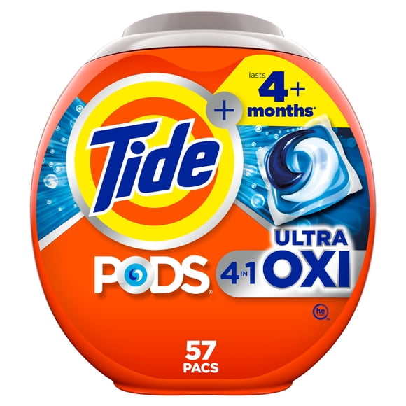 Tide 4-n-1 Ultra Oxi PODS Laundry Detergent Pacs, HE Compatible, Built in Pre-treater for Stains