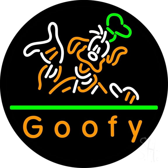 Orange Goofy LED Neon Sign 26 x 26 - inches, Black Square Cut Acrylic Backing, with Dimmer - Bright and Premium built indoor LED Neon Sign for café, club, party, event and stroefront.