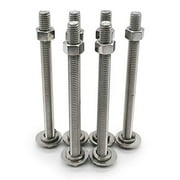 (5 Sets) 5/16-18x5" Stainless Steel Hex Head Screws Bolts, Nuts, Flat & Lock Washers, 18-8 (304) S/S, Fully Threaded by Bolt Fullerkreg