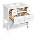 thumbnail image 4 of White Modern 30-Inch Bathroom Vanity with Ceramic Sink Solid Wood and 5 Drawers for Bathroom, 4 of 7