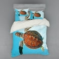 thumbnail image 1 of Ambesonne Turtle Bedding Set 4 Pcs, Sea Animal Caribbean, Queen, Turquoise Cinnamon, 1 of 3