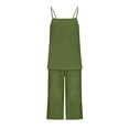 thumbnail image 4 of VBVC Women's 2 Piece Cropped Loungewear Set,Adjustable Strap Cami Top and Capri Pants for Women,Ladies Casual Summer Home Vacation Outfit with Pockets,Army Green,S-2XL, 4 of 9