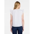 thumbnail image 4 of Time and Tru Women's Cotton Split Neck Top with Flutter Sleeves, Sizes XS-XXXL, 4 of 6