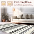 thumbnail image 2 of Flatwoven High Traffic Area Rug, Contemporary Parallel Pinstripe Layers with Artistic Brushstroke Effect, Non Slip, Stain Resistant, Washable Area Rugs for Living Room, Bedroom(Black, 6X9), 2 of 8