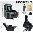 thumbnail image 2 of Power Lift Recliner Chair with Heat and Massage, Lift Chairs for Standing Assistance, 2 Cup Holders, 4 Pockets, USB Charge Port, Breathable Leather, 2 of 5