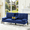 Navy Blue01, variant on Gewnee 65.35" Futon Sofa Bed Sleeper with Drop Down Middle Back & 2 Cup Holders,5 Adjustable Positions,Storage Side Pocket,Suitable for Home,Office and Guest Room.Navy Blue