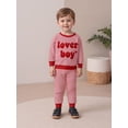 thumbnail image 6 of BemeyourBBs Toddler Baby Boy Valentines Day Outfits Letter Embroidery Long Sleeve Striped Sweatshirt and Joggers Pants Set Spring Clothes, 6 of 9