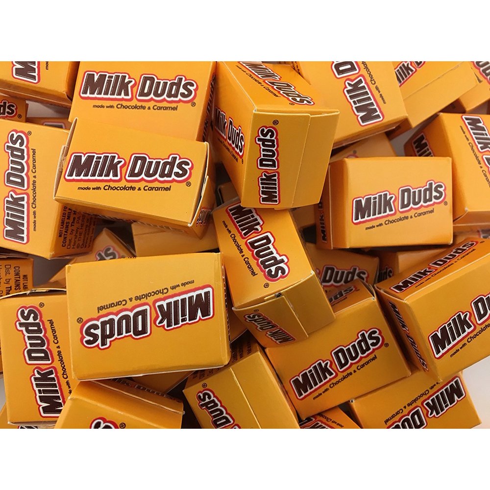Milk Duds Candy, Caramel in Milk Chocolate, Snack Size Boxes (Pack of 4