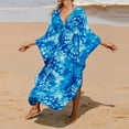 thumbnail image 5 of WTOBBY Women's Flowy Beach Cover-Up Dress Swimsuit Bikini Outerwear Lightweight Chiffon Swimsuit Cape for Tropical Vacation Swimwear,Blue One Size, 5 of 5