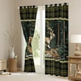 thumbnail image 4 of Feelyou Wildlife Deer Moose Men Black Out Curtains, Vintage Green Buffalo Curtains Pack of 2 (42x63 Each), Rustic Farmhouse Tree Bedroom Curtains, Window Curtains Home Decor, 4 of 7