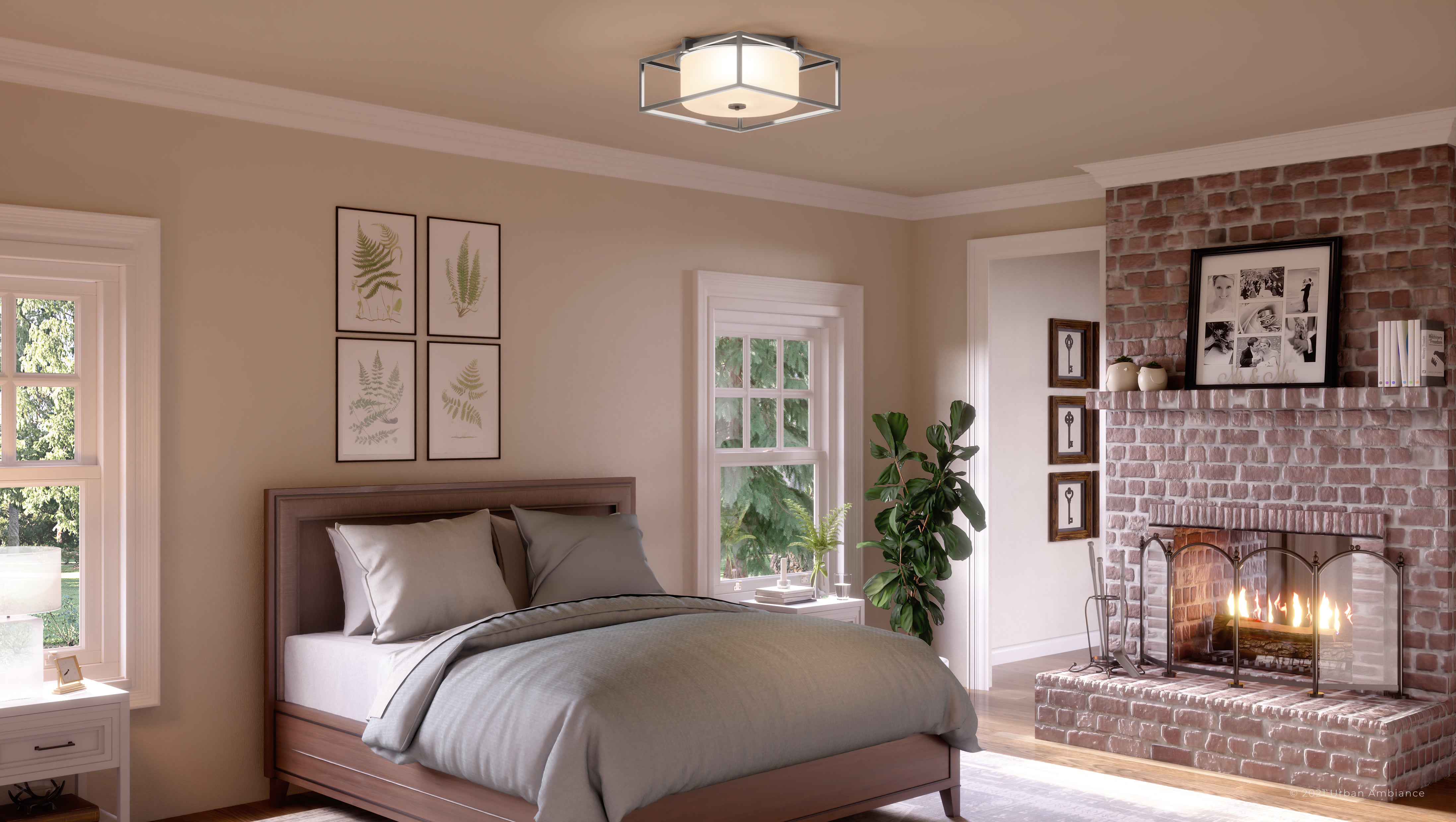 Luxury Minimalist Indoor Ceiling Light, 5.5''H x 15.375''W, with Modern Style Elements, Urban Loft Design, Brushed Nickel Finish and Etched Opal, UHP3150