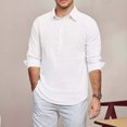 thumbnail image 5 of UVEASISHA Fall Casual Polos Shirt for Men Linen Long Sleeve Dressy Poloss Regular Fit Business Collared T-Shirt White XL, 5 of 9