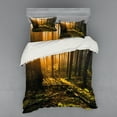 thumbnail image 2 of Ambesonne Forest Bedding Set 3 Pcs, Misty Morning Sun Rays, Twin XL, Brown Fern Green, 2 of 3