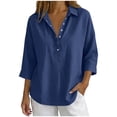 thumbnail image 2 of Betivan Linen Top for Women 2026 Summer Gauze Tops Half Sleeve V Neck Henley Shirt Gauze Dressy Casual Blouses Clothes, 2 of 9