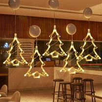 Christmas LED Light Decoration With Suction Cup Hook Christmas Tree Snowflake Snowman Battery Powered Indoor Bedroom Window Display Holiday Lights Warm White Christmas Ornament Set