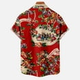 thumbnail image 4 of IROINNID Christmas Vacation T-shirt for Men Funny Print Button Up Red Shirt Hawaiian Xmas Vacation Gift Tops,Red, 4 of 5