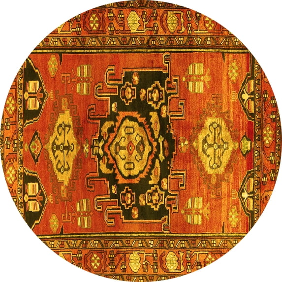 Ahgly Company Indoor Round Persian Yellow Traditional Area Rugs, 5' Round