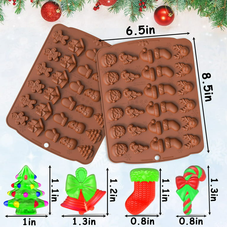 Christmas Gummy Candy Molds Silicone, 2 Pack 25 Cavity Non-Stick Christmas  Elements Silicone Molds for Chocolate, Gummies, Candy, Jelly