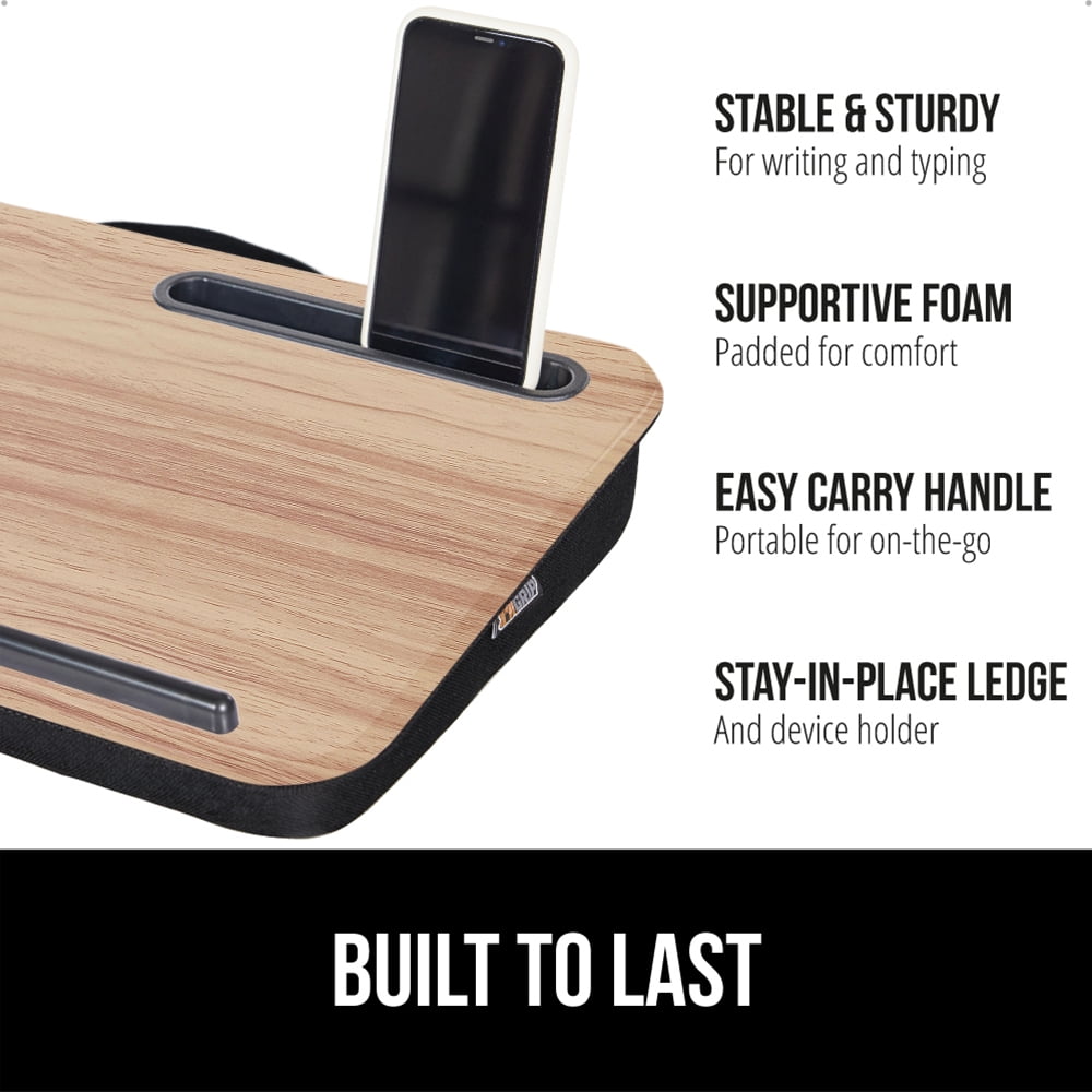 GORILLA GRIP Laptop Lap Desk, Portable Tablet Stand Fits Laptops up to 15.6", Light Wood